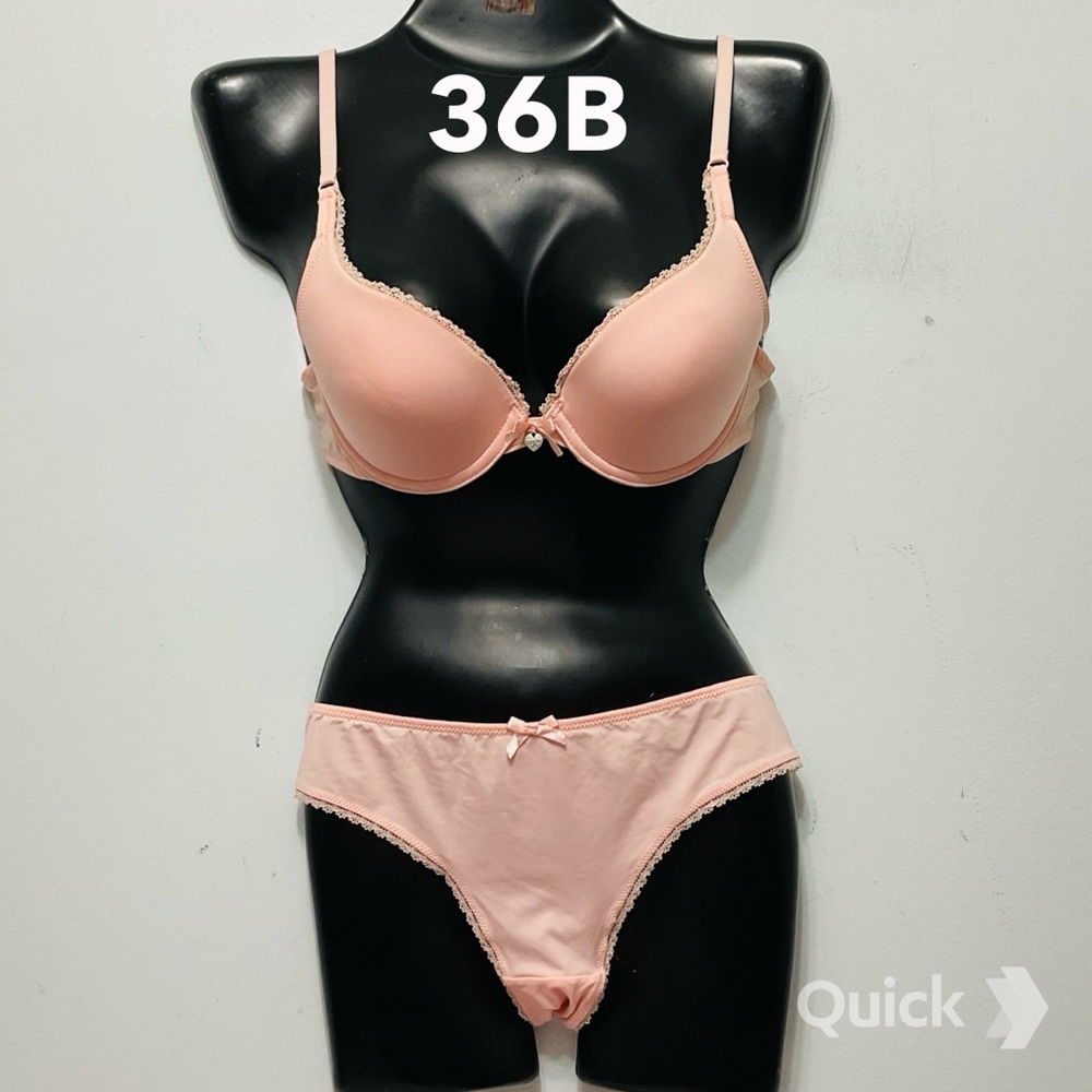 36B - Next 2 pcs Pink Solid Light Padded Bra Set